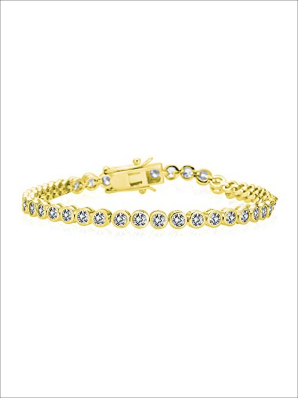 Gold Plated Sterling Silver CZ Bubble Bezel Tennis Bracelet